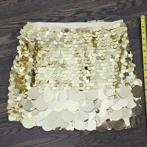 Cream Sequin Bubble Mini Skirt